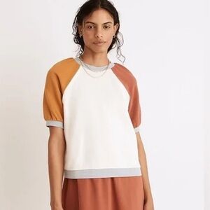 Madewell Puff Sleeve Colorblock Sweatshirt Tee
